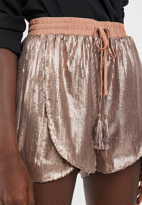 Missguided - Sequin runner shorts - bronze