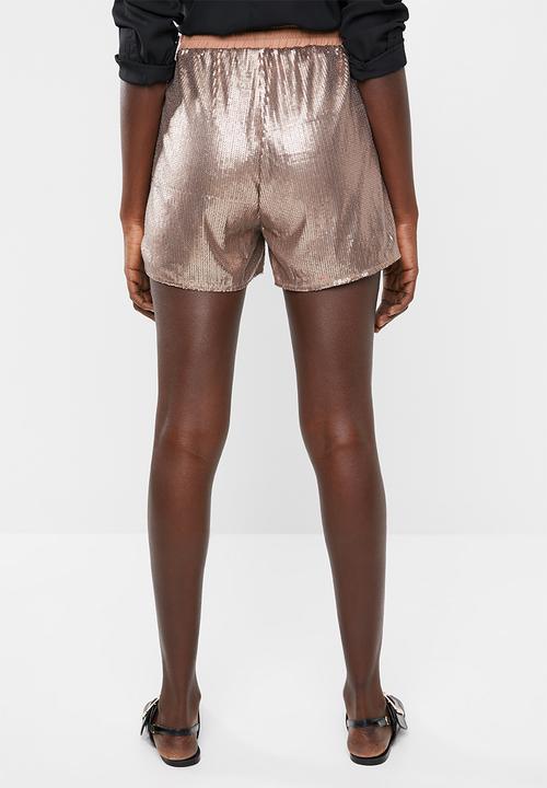 Missguided - Sequin runner shorts - bronze