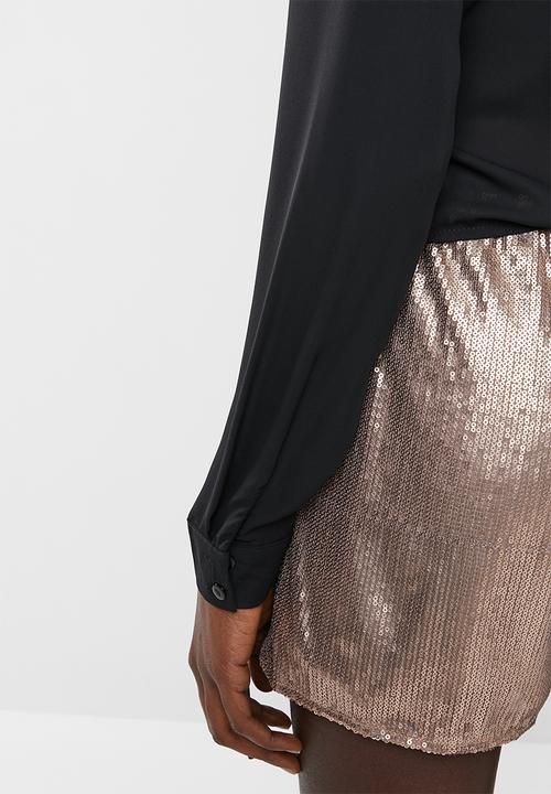 Missguided - Wrap over tie side blouse - black