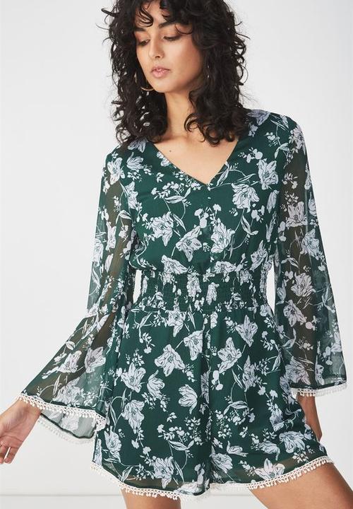 green long sleeve playsuit