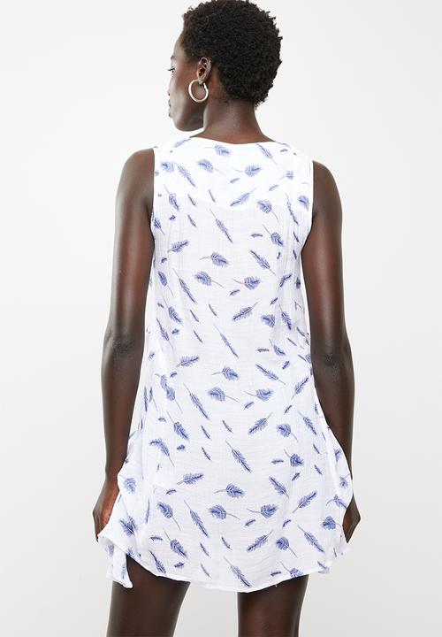 Revenge - Feather print tunic - white