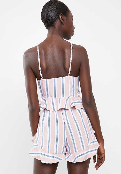Missguided - Tie front cami crop frill short pj set - pink