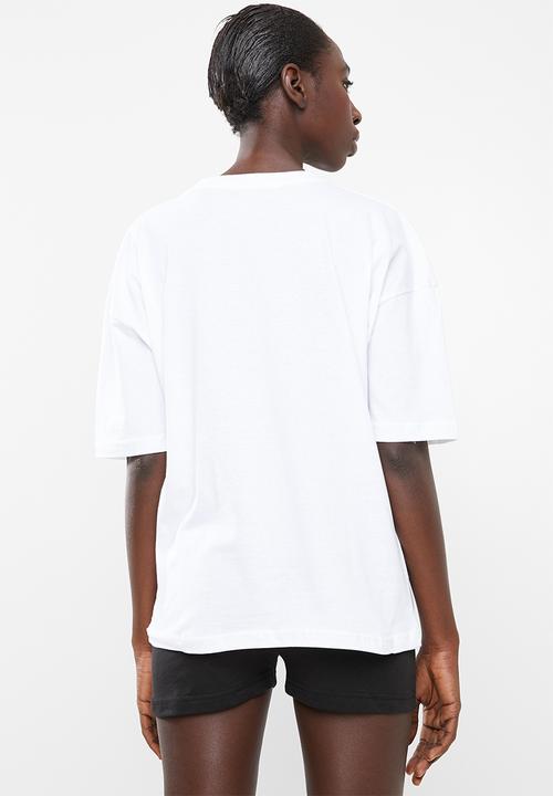 Missguided - Santa monica oversized tee pj set - black & white