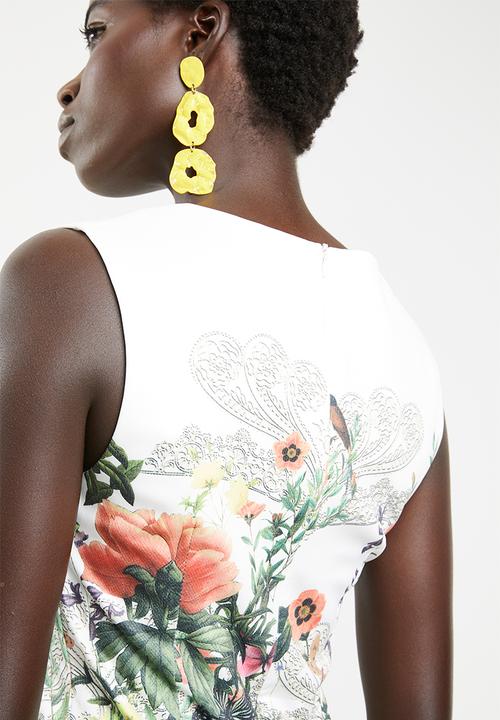 Revenge - Garden print shift dress - white