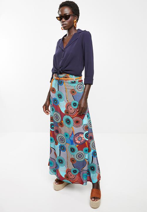 Revenge - Kaleidoscope printed maxi skirt - green