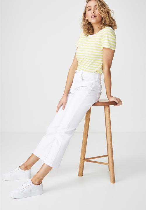 Cotton On - The crew T-shirt -  white and yellow 