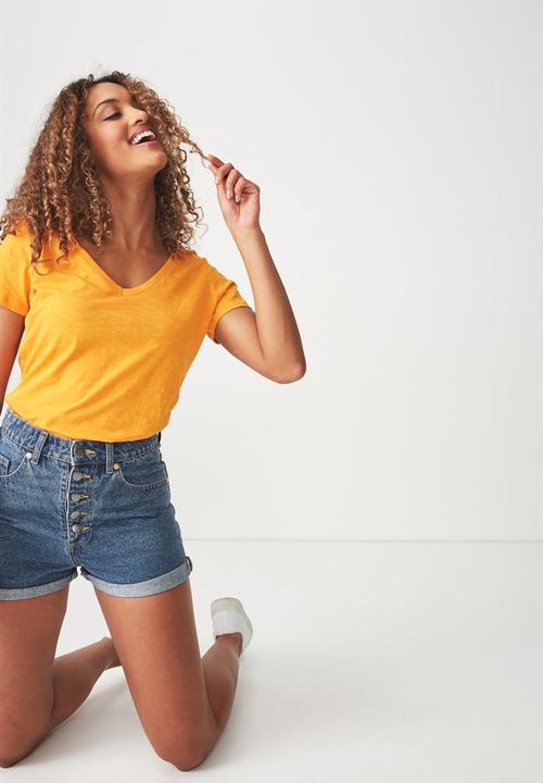 Cotton On - The deep v top -  orange 