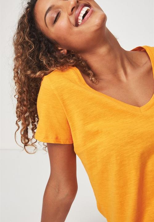 Cotton On - The deep v top -  orange 