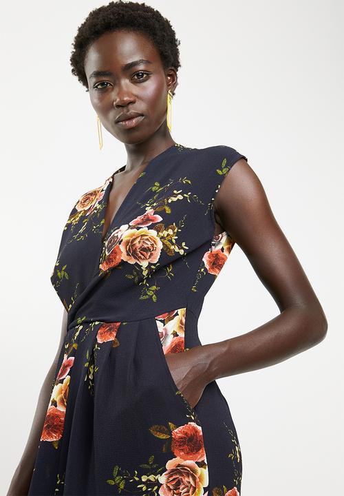 Revenge - Sleeveless floral dress - navy