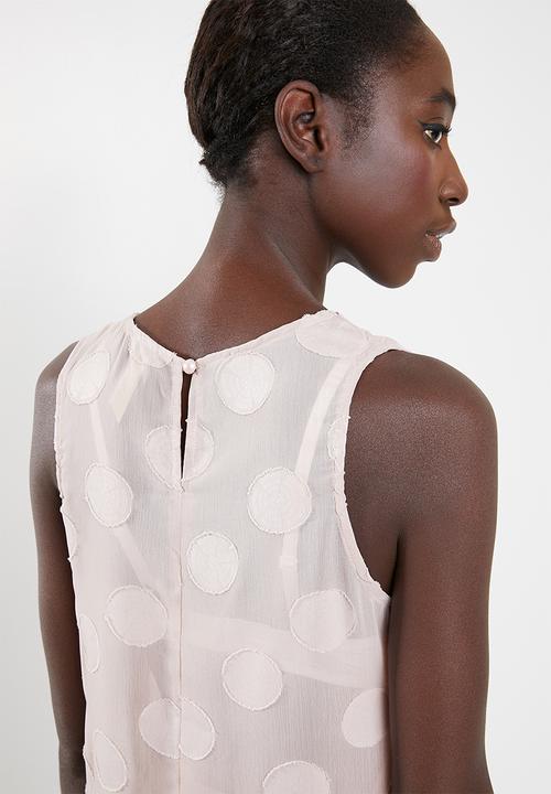 Revenge - Polka dot sleeveless tunic with cross over hem - pink