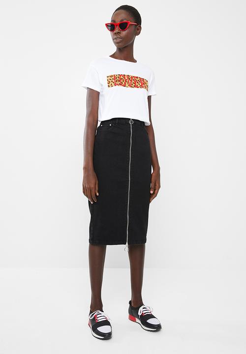 Superbalist - Black denim zip through skirt - black