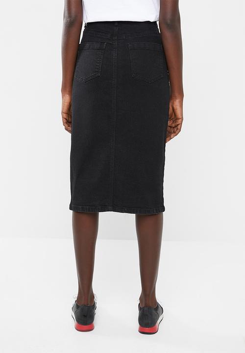 Superbalist - Black denim zip through skirt - black