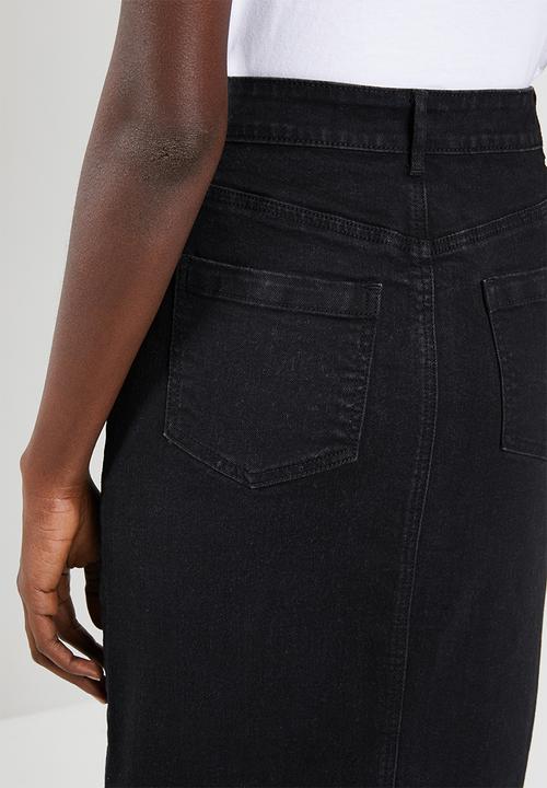 Superbalist - Black denim zip through skirt - black