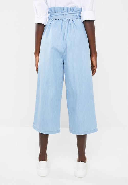 Superbalist - Soft denim pants with tie belt - blue
