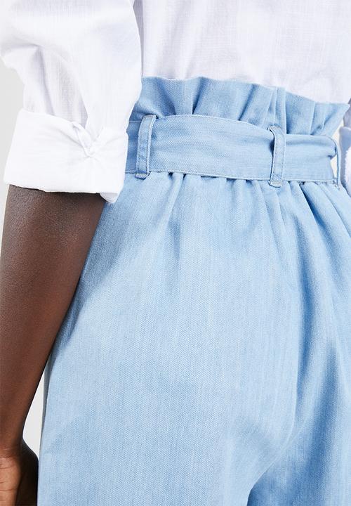 Superbalist - Soft denim pants with tie belt - blue