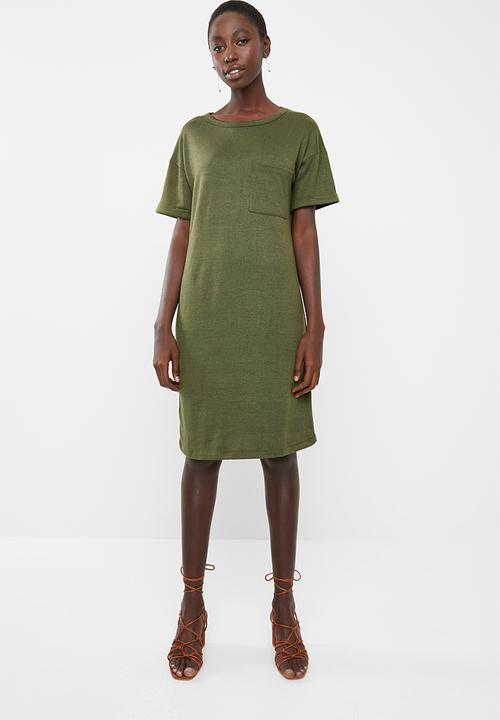 Superbalist - Kangaroo pocket t-shirt dress - khaki