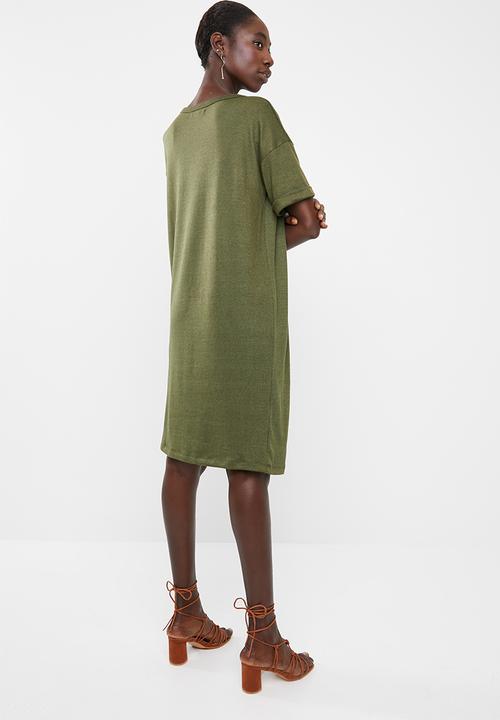 Superbalist - Kangaroo pocket t-shirt dress - khaki