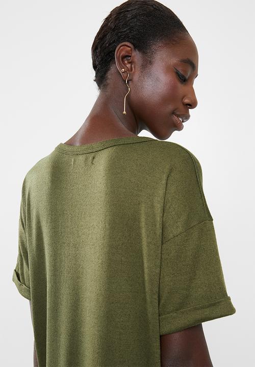 Superbalist - Kangaroo pocket t-shirt dress - khaki