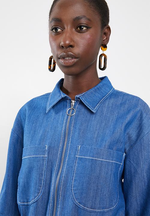 Superbalist - Denim zip thru jumpsuit - blue 