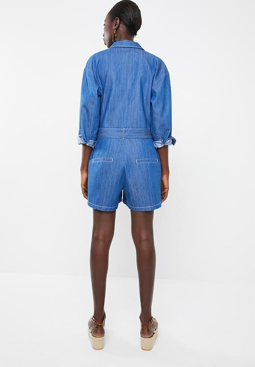 Superbalist - Denim zip thru jumpsuit - blue 