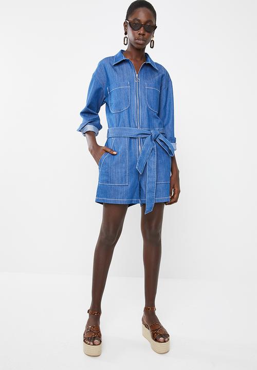 Superbalist - Denim zip thru jumpsuit - blue 