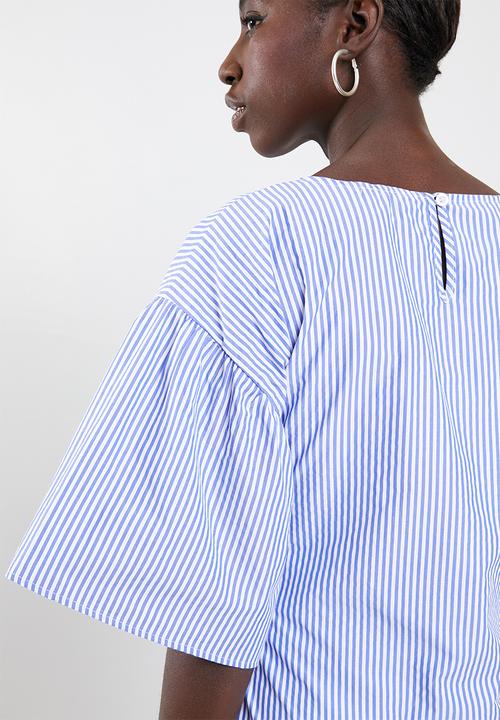 Superbalist - Poplin blouse with bow - blue & white