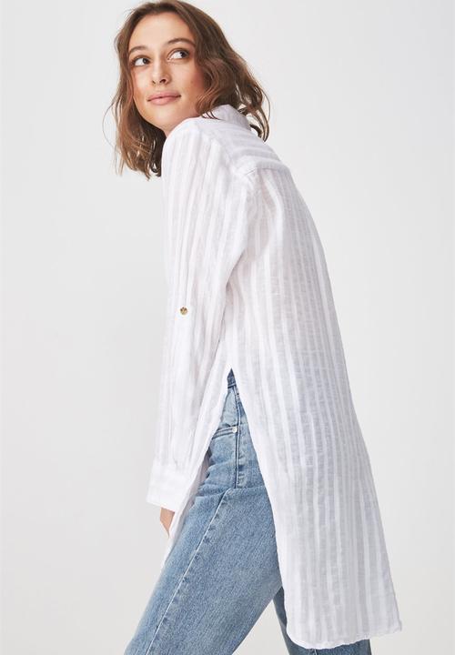 Cotton On - Longline fashion shirt - white 