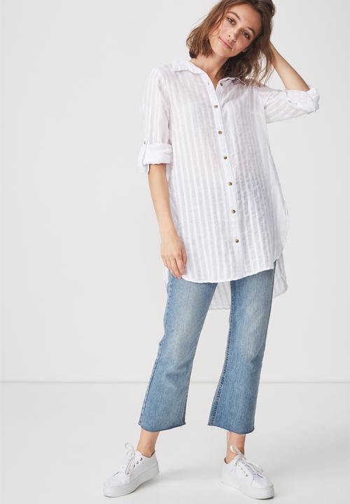 Cotton On - Longline fashion shirt - white 