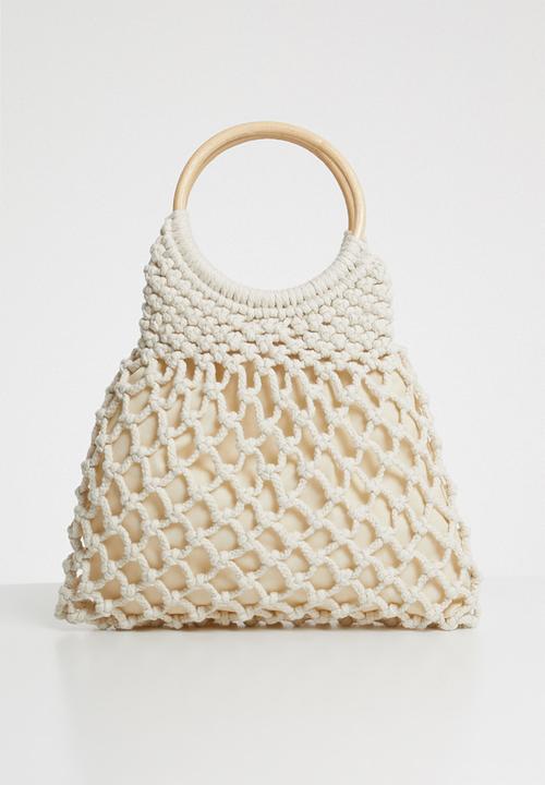 white crochet handbag