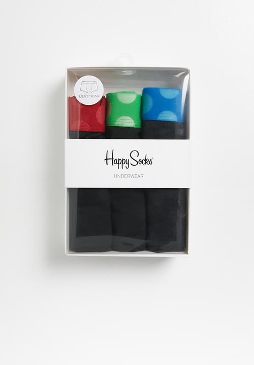 Happy Socks - Contrast trunk 3 pack - black
