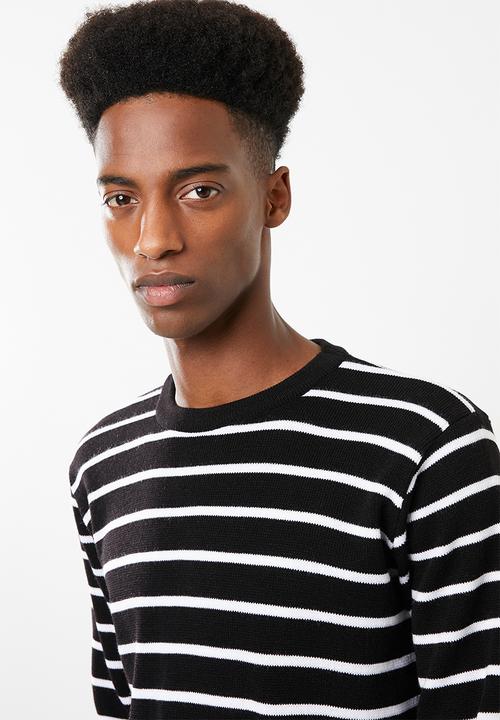 Superbalist - Stripe pullover knit - black & white