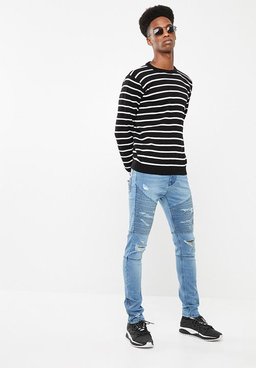 Superbalist - Stripe pullover knit - black & white