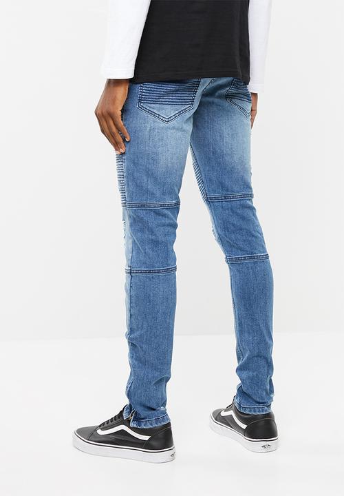 Superbalist - Biker abrasions jeans - blue