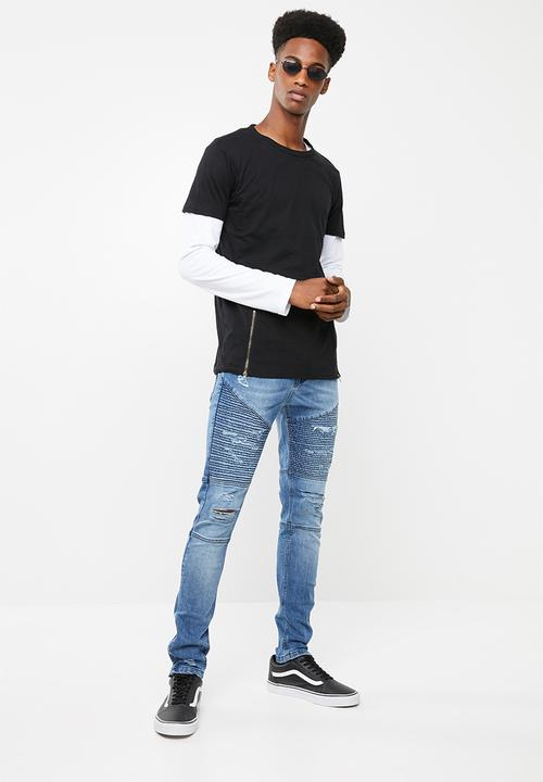 Superbalist - Biker abrasions jeans - blue