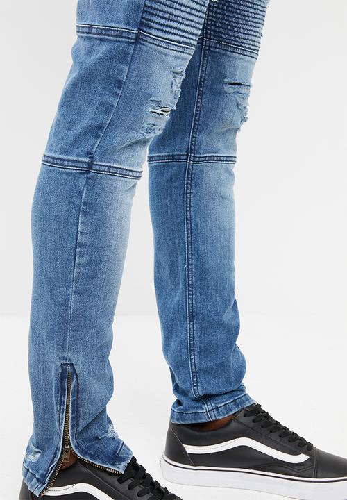 Superbalist - Biker abrasions jeans - blue