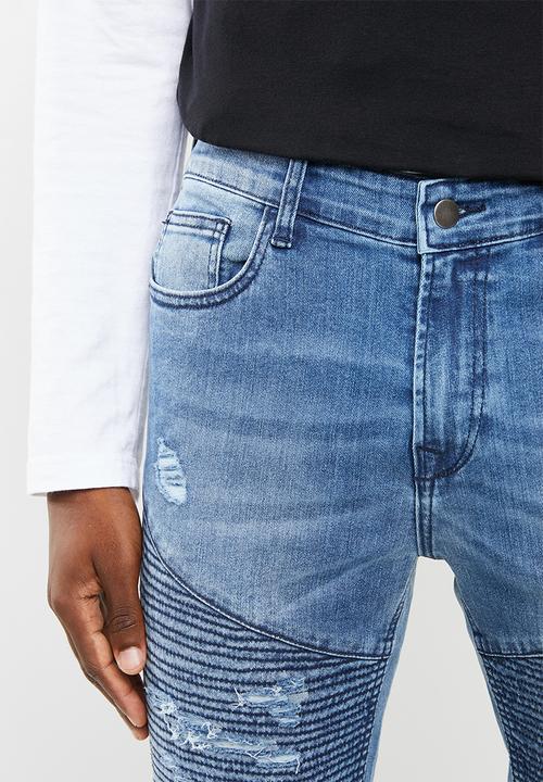 Superbalist - Biker abrasions jeans - blue
