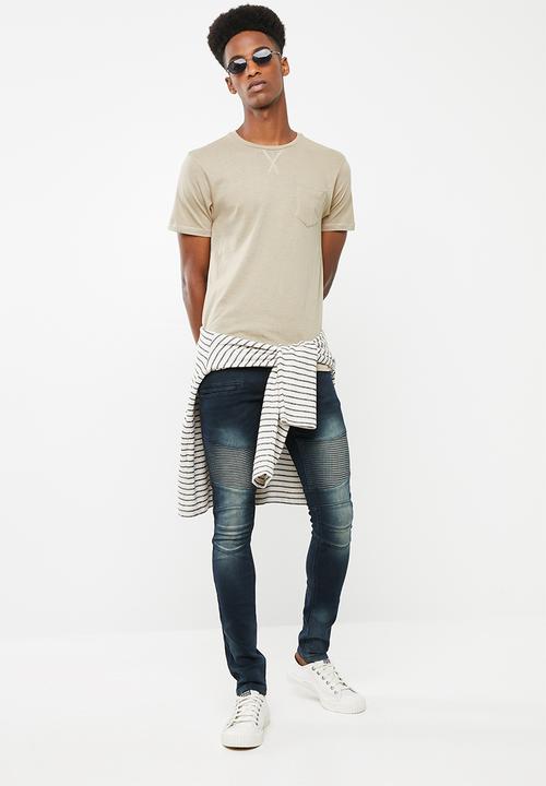 Brave Soul - Arkham plain chest pocket tee - stone