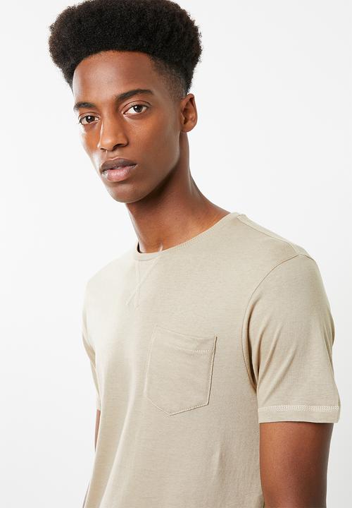 Brave Soul - Arkham plain chest pocket tee - stone