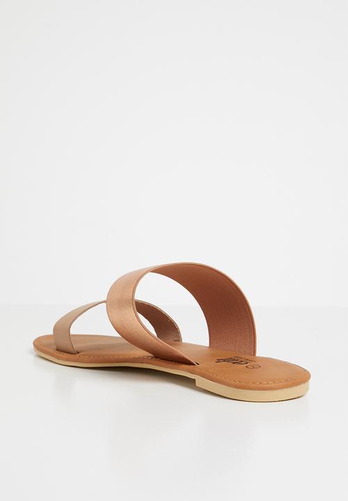 edit - Double band sandals - beige & rose gold 