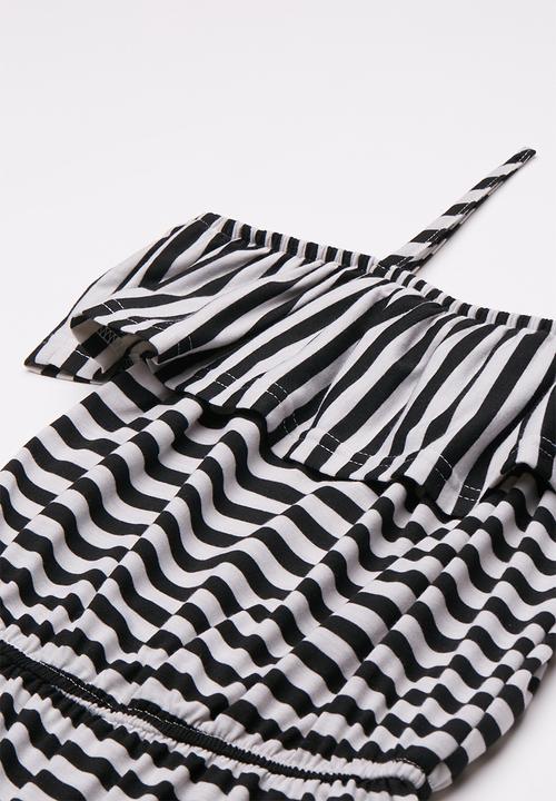 Rebel Republic - Ruffle trim playsuit - black & white