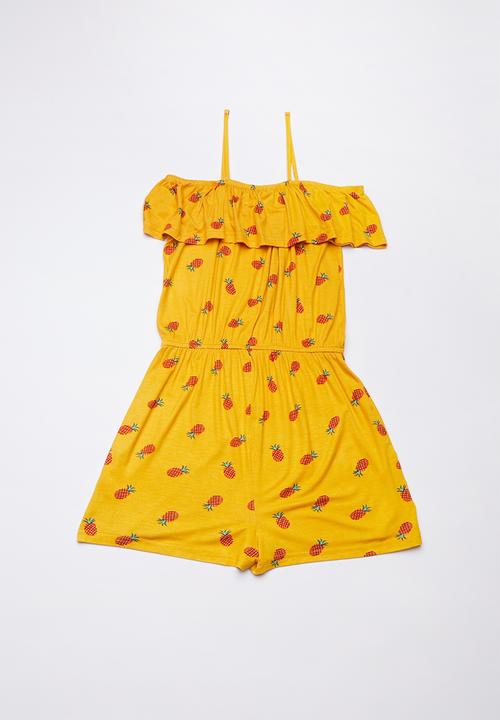 Rebel Republic - Ruffle trim playsuit - yellow