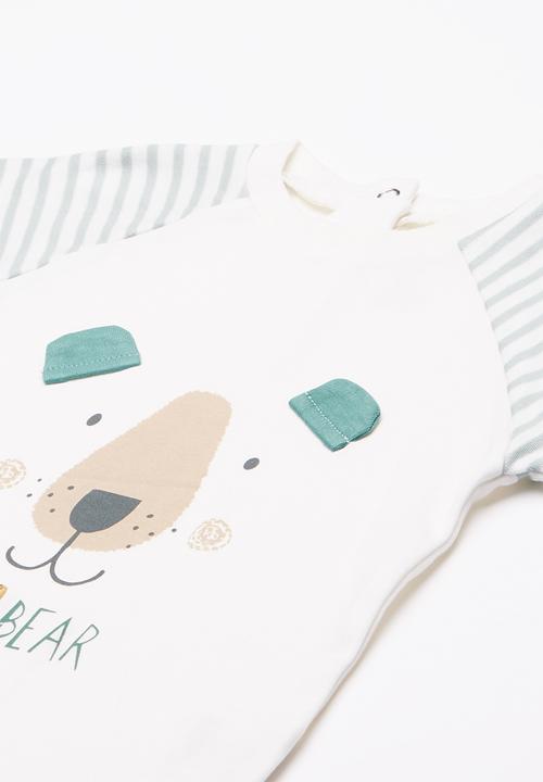 Baby Corner - Bear printed pyjama set - green & white 