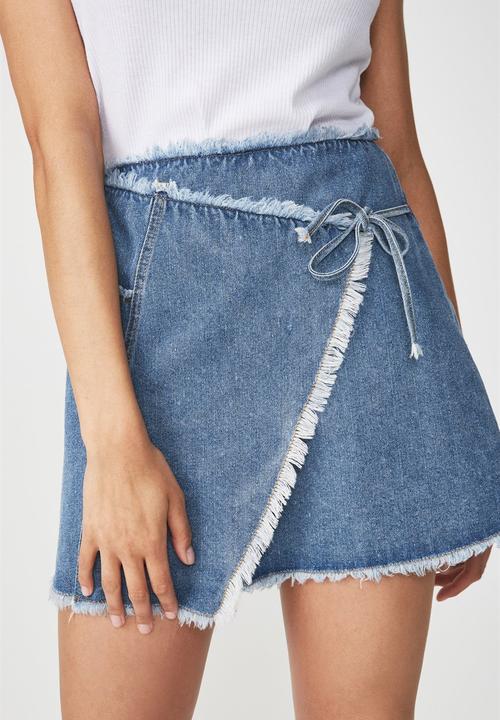Cotton On - Wrap denim skirt - blue