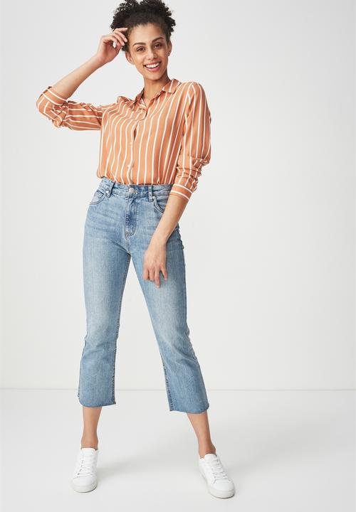 Cotton On - Rebecca shirt - orange & white 