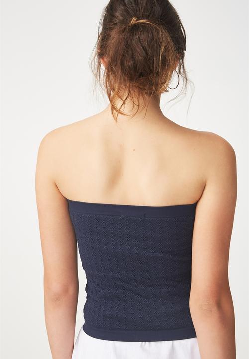 Cotton On - Siobhan seam free jacquard tube top - navy