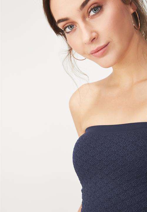 Cotton On - Siobhan seam free jacquard tube top - navy