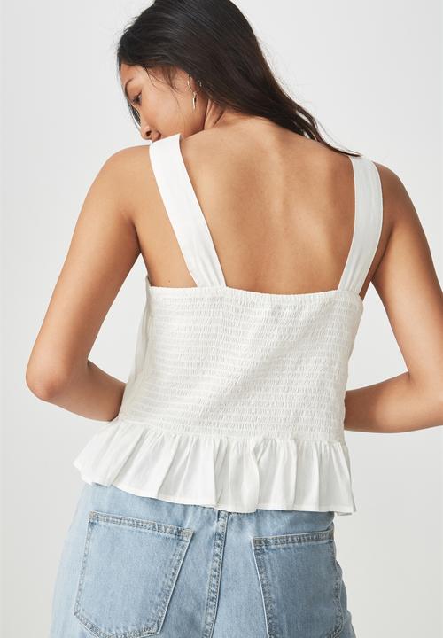 Cotton On - Sally peplum top - white 