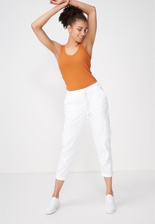 Cotton On - Double v rib tank top - orange