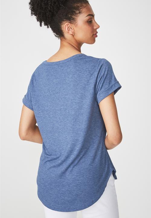 Cotton On - Karly short sleeve v-neck top - blue