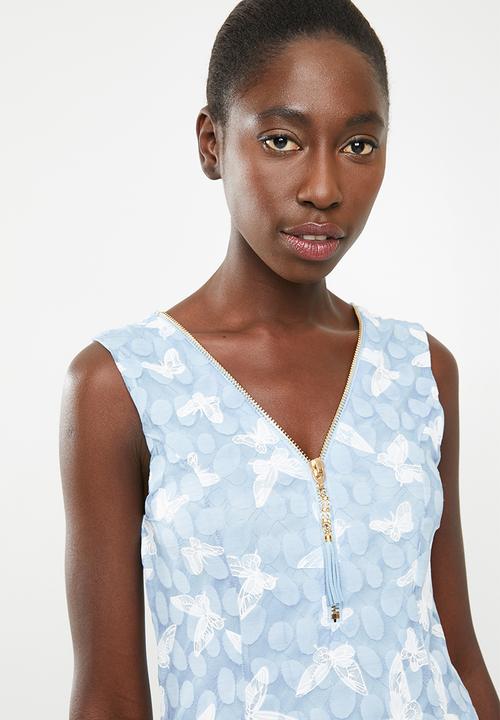 Revenge - Butterfly zip detail top - blue